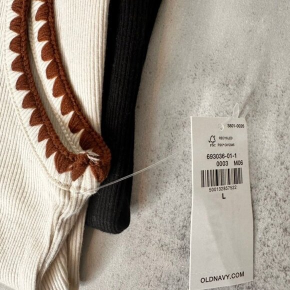 NEW lot of 2 Old Navy Womens Ribbed Tank Tops L Black Beige Boho Basic - Picture 3 of 12